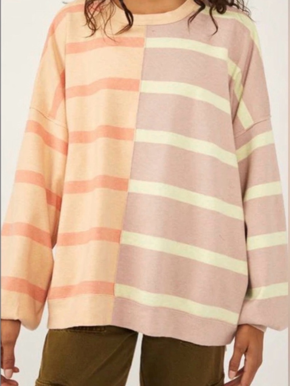Free People Uptown Stripe Oversized Pullover